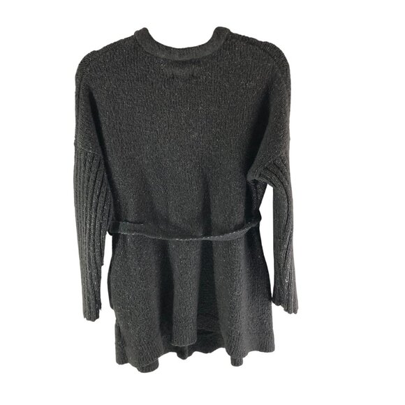 Simply Vera Vera Wang Gray Belted Knit Cardigan Sweater One Button Marled L - Picture 2 of 5